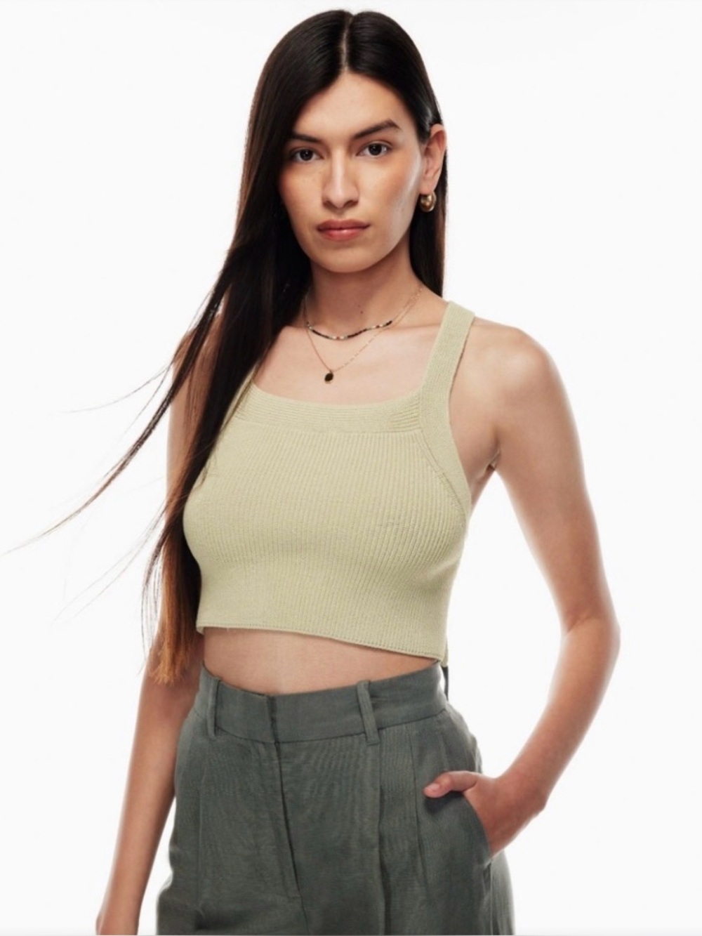 Aritzia Wilfred Sage Knit Cross-Back Top